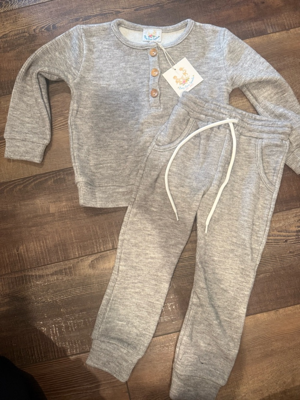 Kids' Heather Gray Knit Sweatshirt & Jogger Set